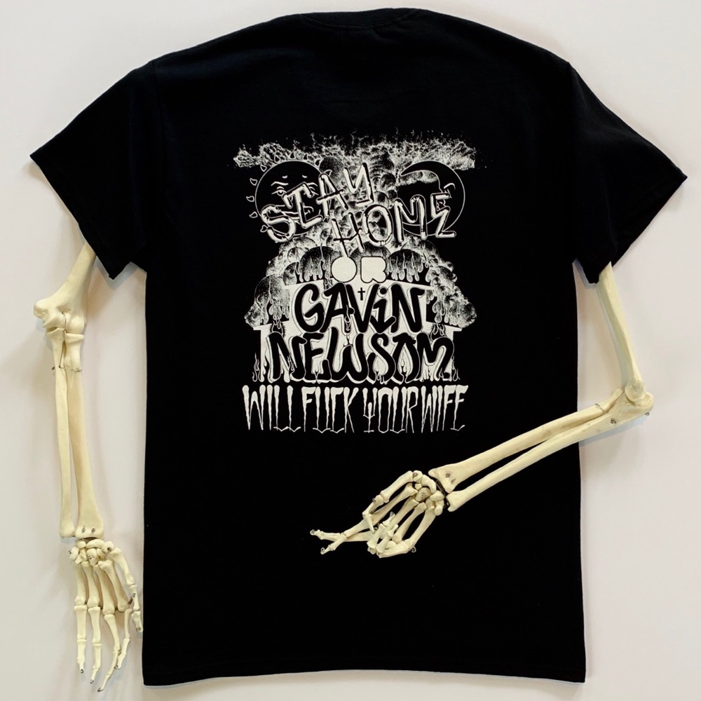 GAVIN NEWSOM IS A GREASE BALL… GILDEN POCKET T-SHIRT
